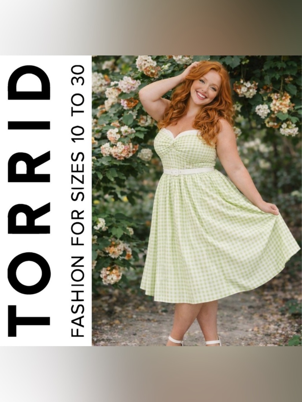 Torrid Retro Chic Green & White Gingham Twist-Front Swing Dress, 3X, NWT!